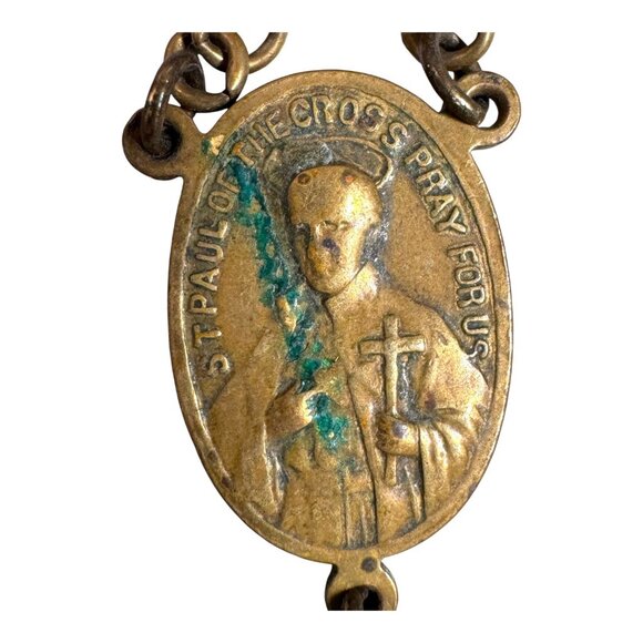 Vintage Catholic Rosary Amethyst Purple Glass Beads St Charles Prayer Necklace - Picture 14 of 14